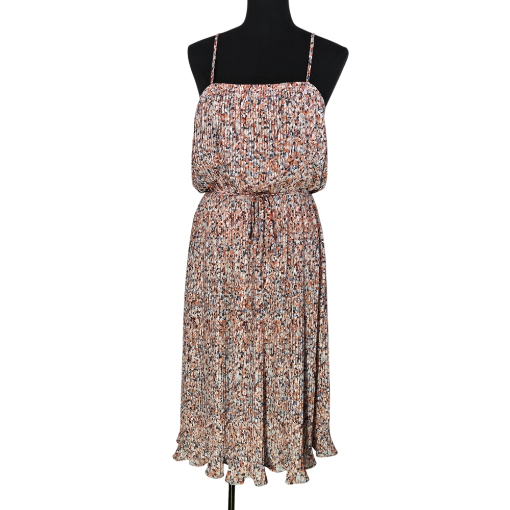 Anthropologie Pinch Pleated Midi Dress Medium Multicolor Elastic Waist - Picture 7 of 13